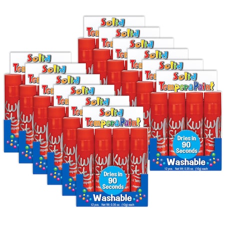 Kwik Stix Solid Tempera Paint Sticks, Single Color Pack, Red, 144PK TPG-6002012